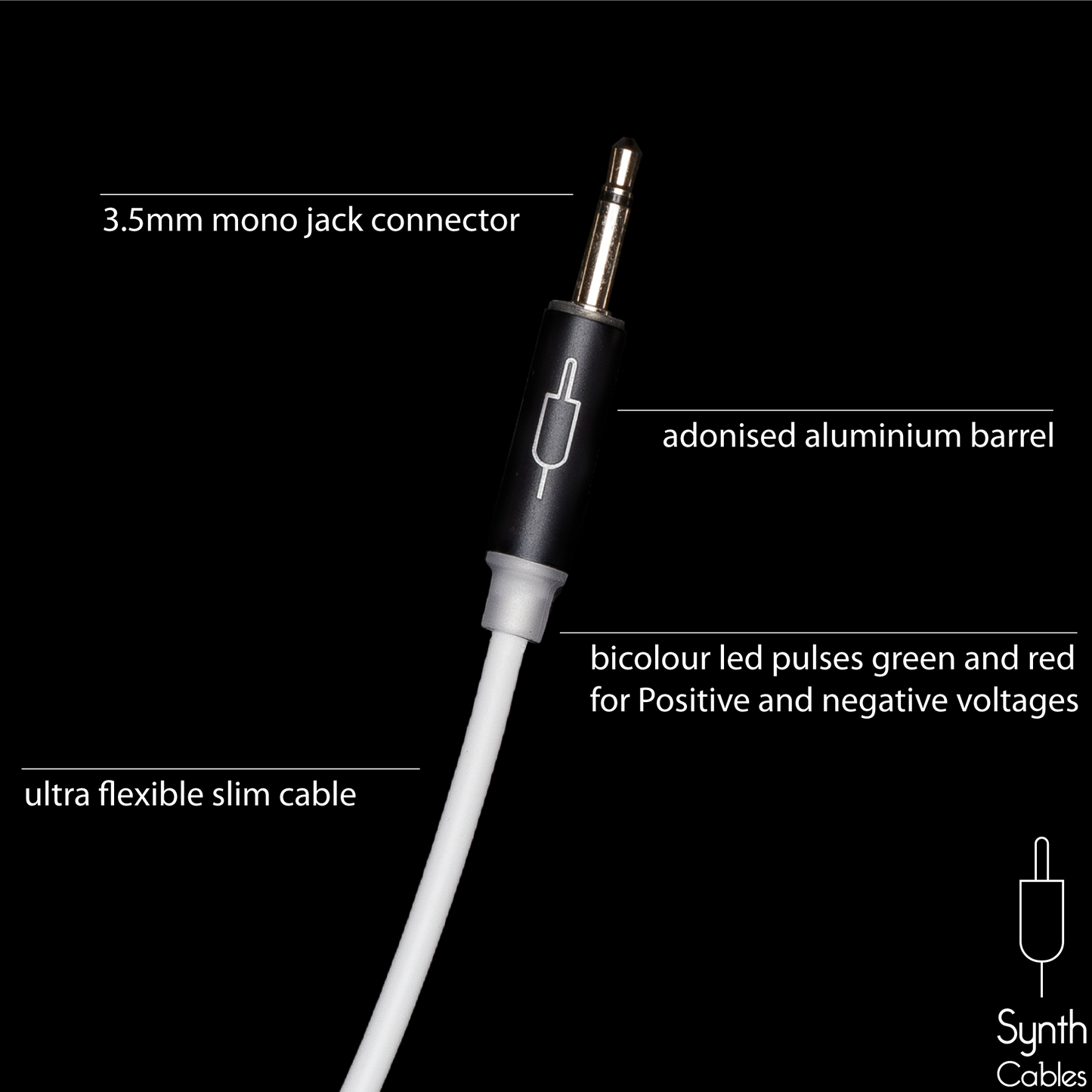 LED 3.5mm mono patch cables